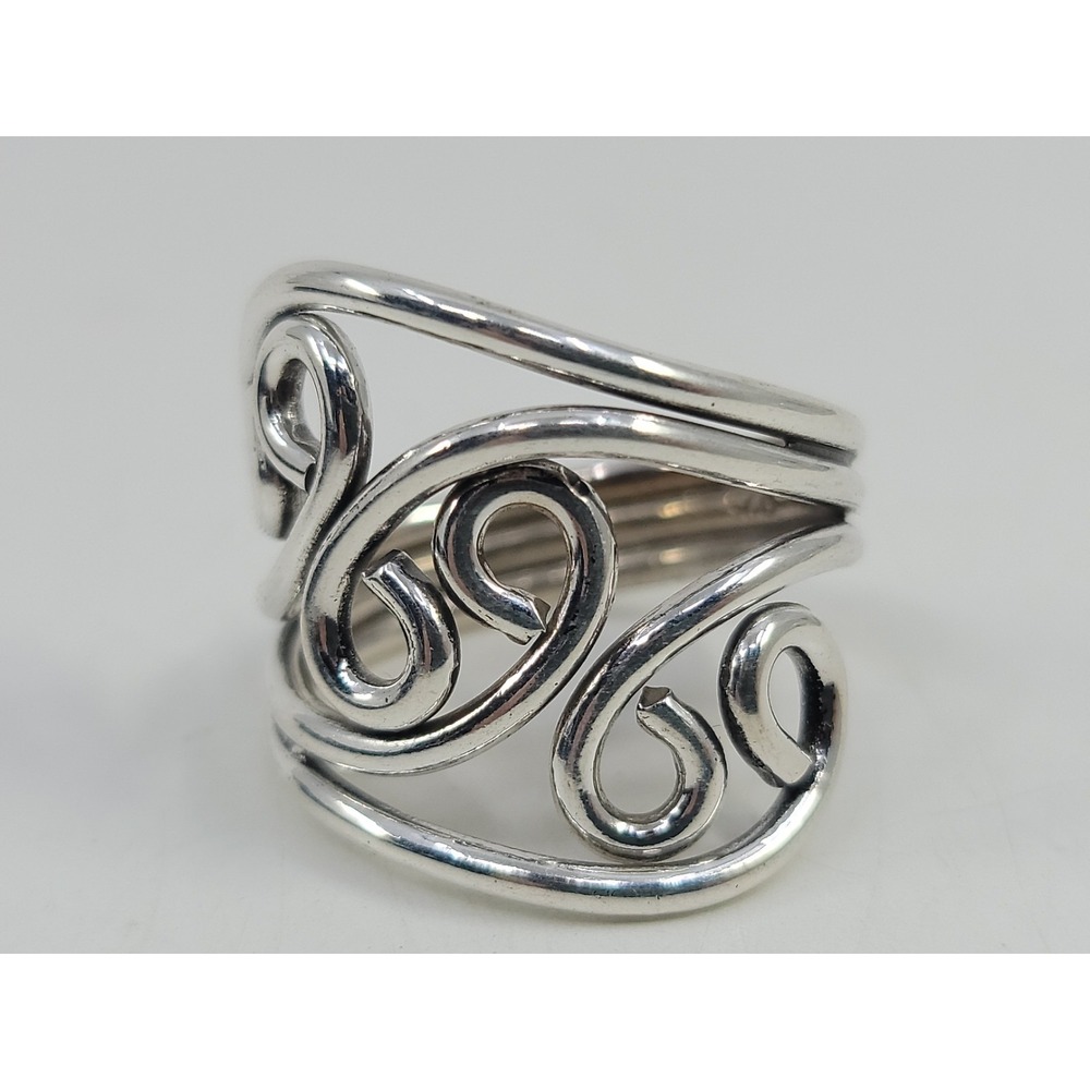 Sterling‎ Silver 925 Three Strand Swirl Pattern Mid Finger Womens Ring Size 8.5